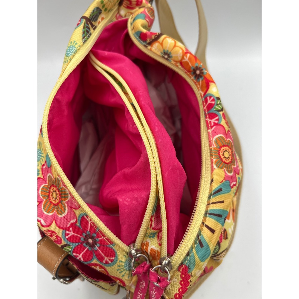 Lily Bloom Floral Honey Bee Crossbody Bag Karma Canvas Yellow Multi Hobo Purse - Picture 5 of 8